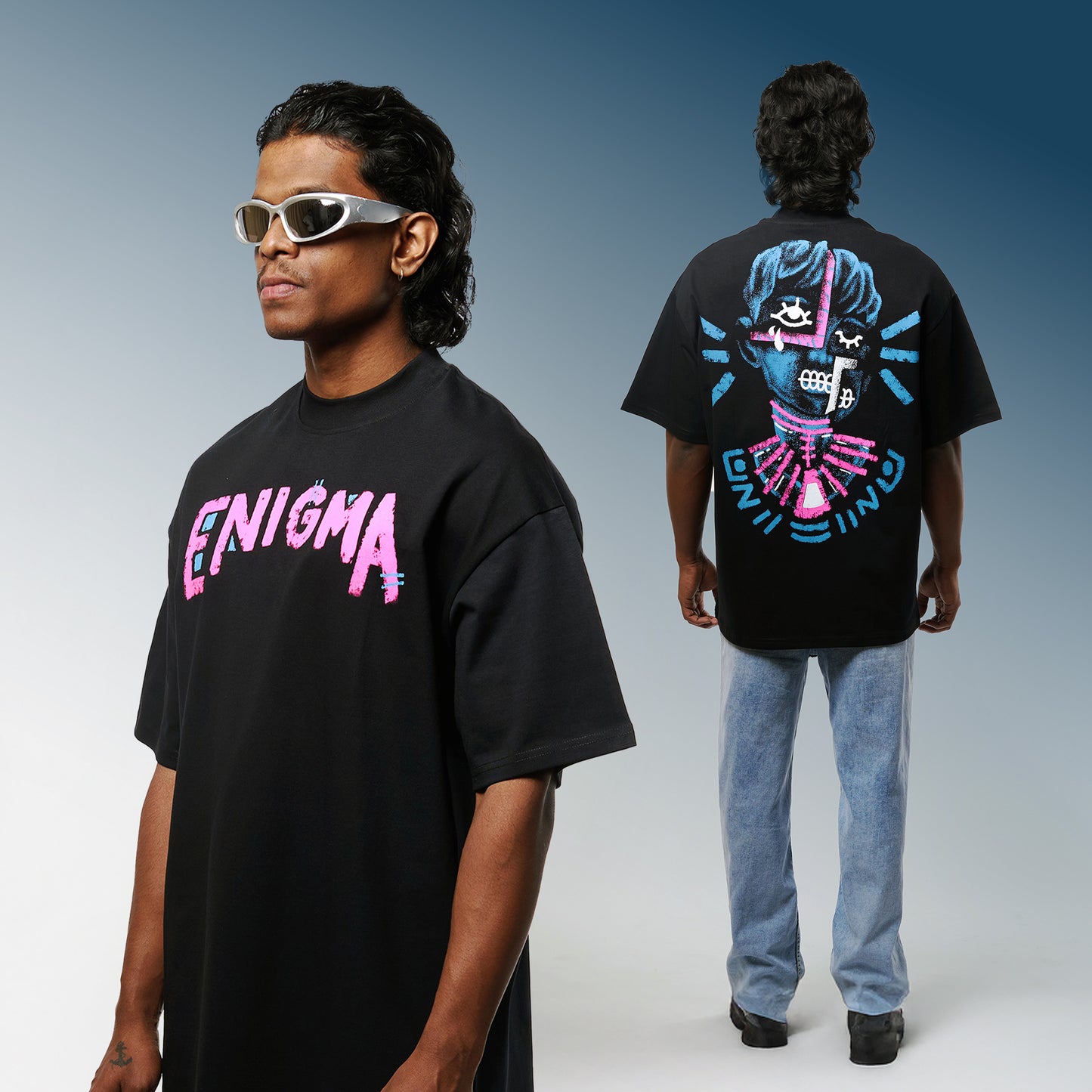 Enigma Black Oversized T-Shirt